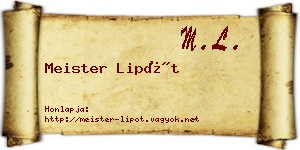 Meister Lipót névjegykártya