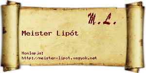 Meister Lipót névjegykártya
